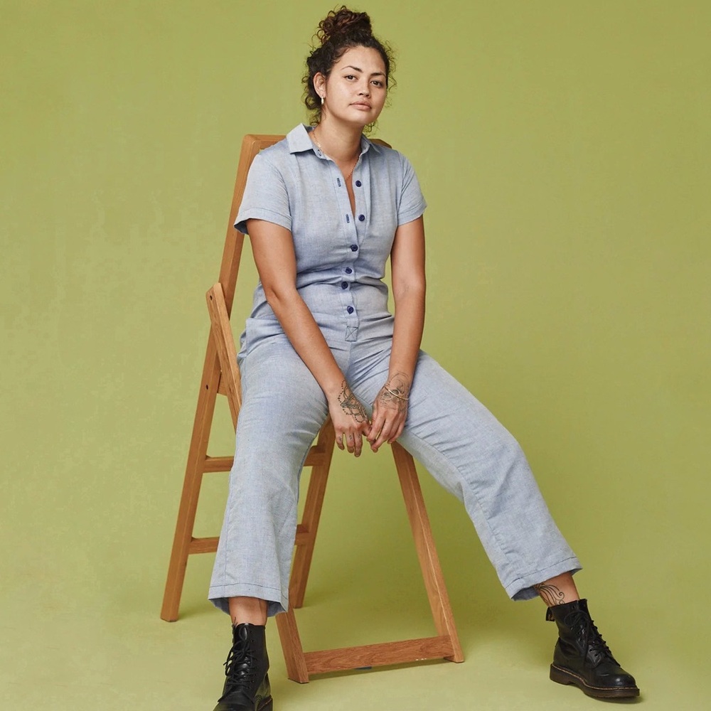 Jungmaven | Luxe Stillwater Pant Romper Chambray Size S Hemp Cotton Wool